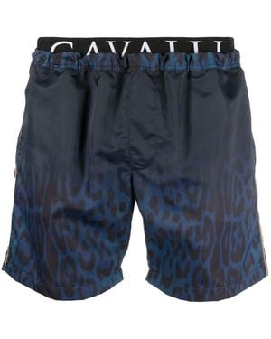 Roberto Cavalli Badeshorts Mit Leoparden-Print - Blau
