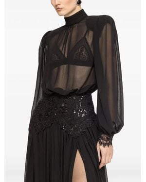 Nissa Robe À Col Montant - Noir