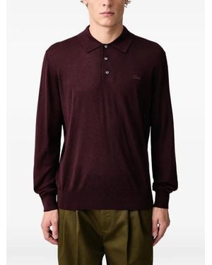 Lacoste Cashmere Blend Polo Collar Sweater - Red