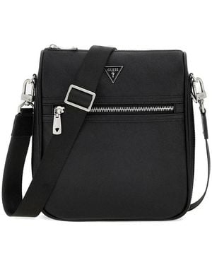 Guess Milano Triangle Logo Cross Body Bag - Black