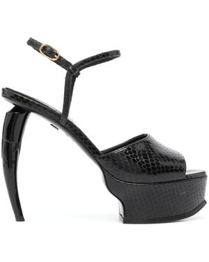 Roberto Cavalli Tiger Tooth Platform Sandals - Black