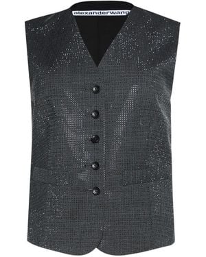 Alexander Wang Buttoned V-Neck Top - Black