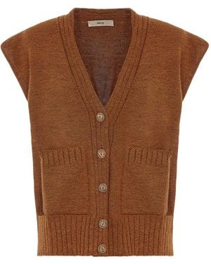 Akep Button-Front Patch-Pocket Cardigan - Brown