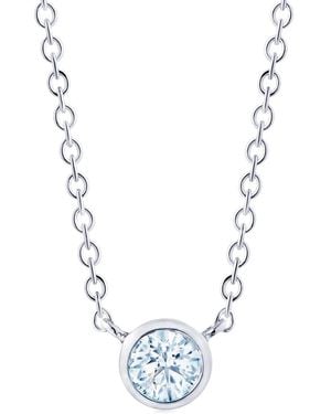 Kwiat 18Kt Round Diamond Bezel Set Pendant Necklace - Blue