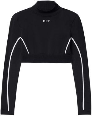Off-White c/o Virgil Abloh ブラック Stamp シームレス クロップド スポーツトップス