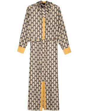 Lorena Antoniazzi Geometric-Pattern Maxi Silk Dress - White