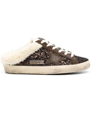 Golden Goose Super-Star Glitter Mules - Brown