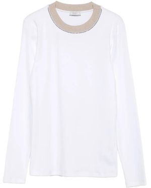 Peserico Embellished-Round-Neck Top - White