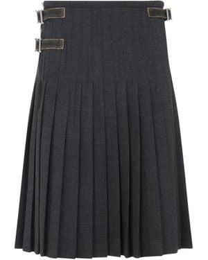 Prada Pleated buckle-fastening midi skirt - Grau