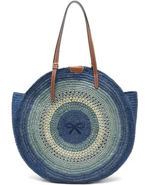 Anya Hindmarch Round Bow Raffia Tote Bag - Blue