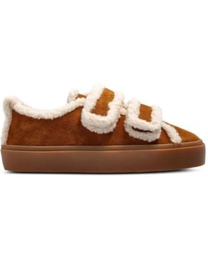 Inuikii Shearling-Trim Touch-Strap Low Trainers - Brown