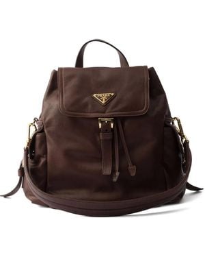 Prada Explore Medium Leather Backpack - Brown