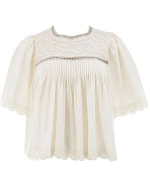 Sea Larissa Geplooide Blouse Met Borduurwerk - Wit