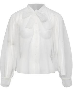 forte_forte Sheer Pussy-Bow Blouse - White