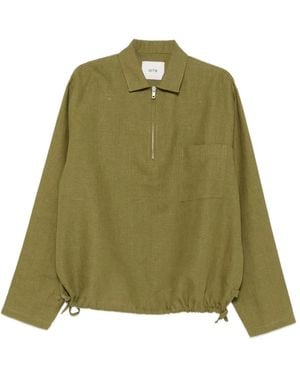Arte' Zip-Fastening Drawstring Polo Shirt - Green