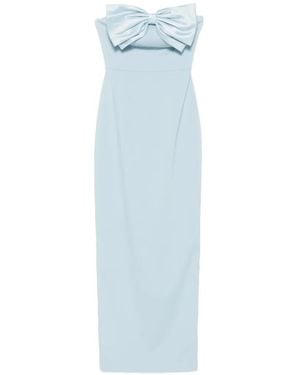 Leen Mougrhabi Angelique Oversized-Bow Bandeau Maxi Dress - Blue