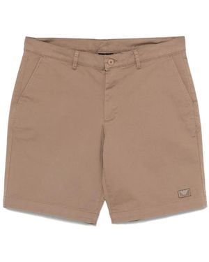 Emporio Armani Logo Cotton Shorts - Natural