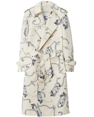 Burberry Knight Hardware Tricotine Trench Coat - Grey