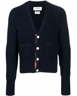 Thom Browne Patch-Pocket Cashmere Cardigan - Blue