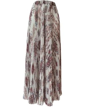 Ermanno Scervino Pleated Floral-Print Midi Skirt - Natural