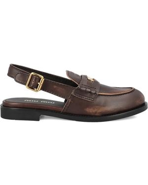 Miu Miu Penny Strap Loafers - White