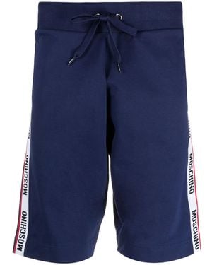 Moschino Logo-Tape Drawstring Lounge Shorts - Blue