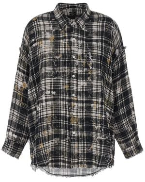 R13 Fringed Oversized Cotton Shirt - Grau
