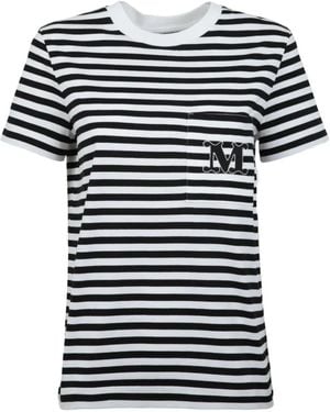 Max Mara Striped Logo-Embroidered T-Shirt - Black