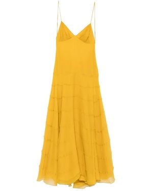 Saint Laurent ラッフル ティアードドレス - イエロー