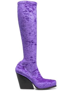 Stella McCartney Velour Knee-High Boots - Purple