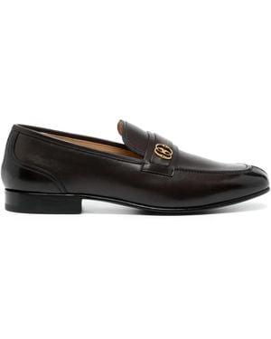 Bally Emblem-Plaque Leather Loafers - Black