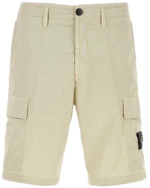 Stone Island Compass-Motif Shorts - Natural
