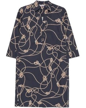 Caliban Rope-Print Three-Quarter-Sleeve Mini Dress - Gray