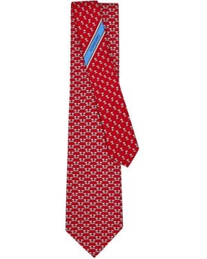 Ferragamo Terrier-Print Silk Tie - Red