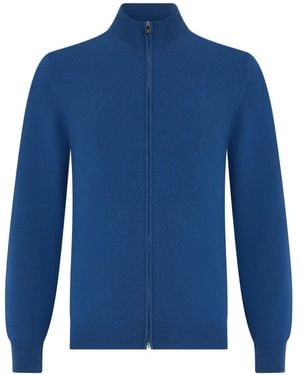 Fedeli Zip-Up Cashmere Cardigan - Blue