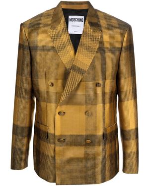 Moschino Plaid-Check Double-Breasted Blazer - Green