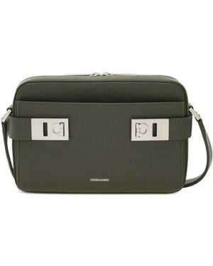 Ferragamo Borsa Messenger Hug Con Fibbia - Verde