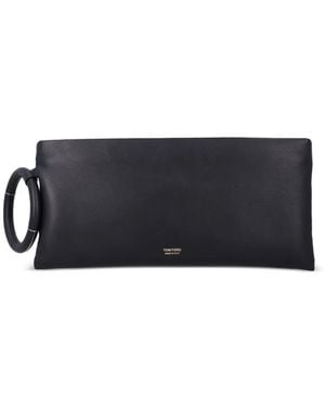 Tom Ford Aura Ring Leather Clutch Bag - Grey