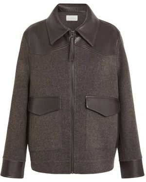 P.A.R.O.S.H. Leather-Trimmed Zip-Up Jacket - Brown