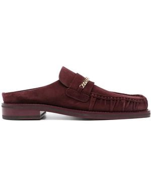 Martine Rose Chain-Detail Suede Slippers - Brown