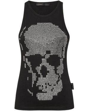 Philipp Plein Skull-Embellished Ribbed Tank Top - Black
