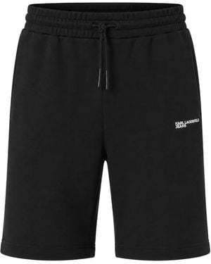 KARL LAGERFELD Logo-Print Jersey Shorts - Black