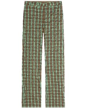 Dries Van Noten Belted Seersucker Pants - Green