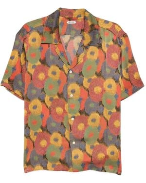 Bode Floral-Print Short-Sleeve Shirt - Orange