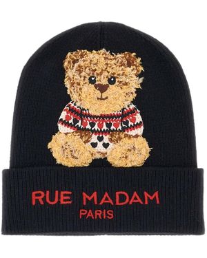 RUE MADAM PARIS Logo-Embroidered Beanie Hat - Black