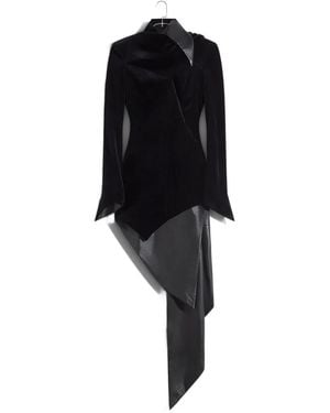 Mugler Asymmetric velvet dress - Schwarz