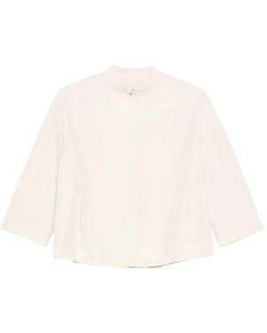 ROSSO35 High-Neck Cropped Jacket - Natural