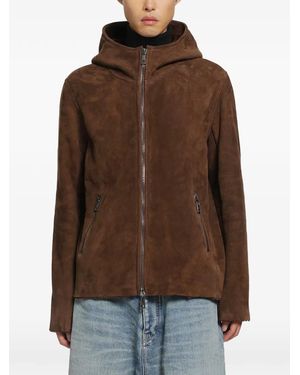Giorgio Brato Lamb-Suede Hooded Jacket - Brown
