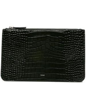 TOTEME Threefold Croco-Embossed Clutch Bag - Black