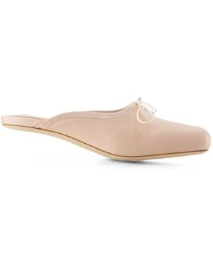Simone Rocha Pointe Satin Mules - Natural
